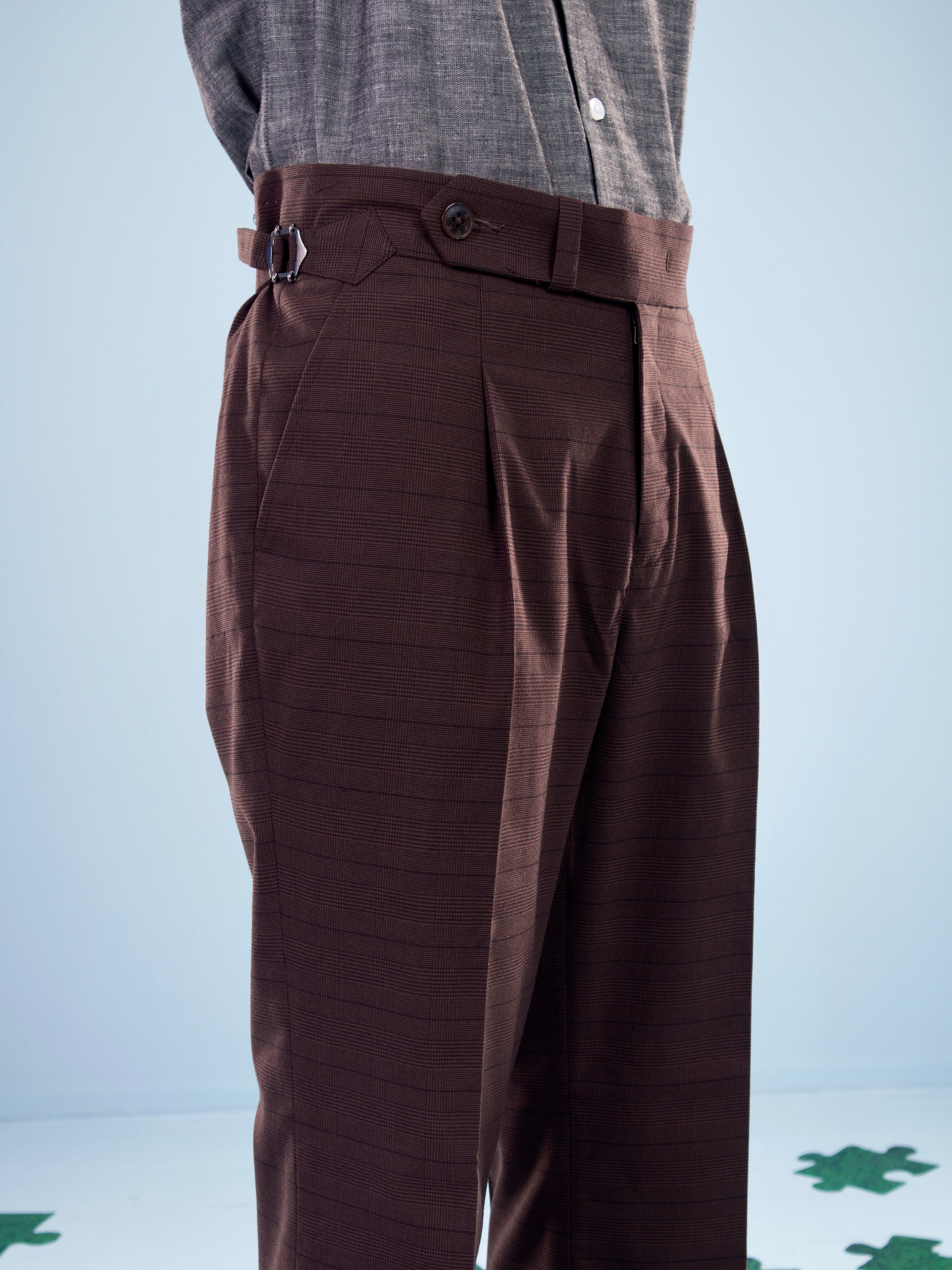 Coffee Checkered Flare Gurkhas