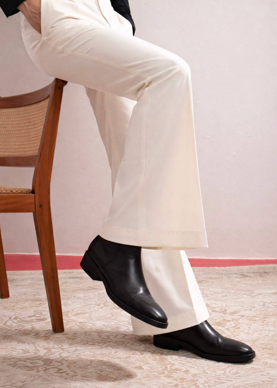 Cream Flared Gurkha Trouser