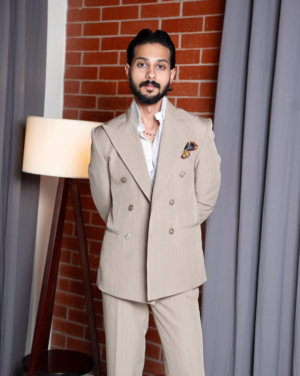 Beige pinstripe Suit