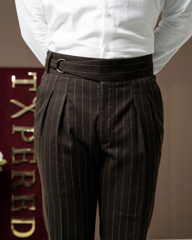 Brown Pinstriped D-Ring Gurkha Hover Image