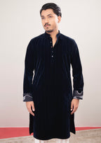 Navy Signature Pin-Tucked Panjabi