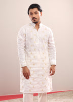 White All-Over Embroidered Punjabi (Roudh)
