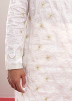 White All-Over Embroidered Punjabi (Roudh)