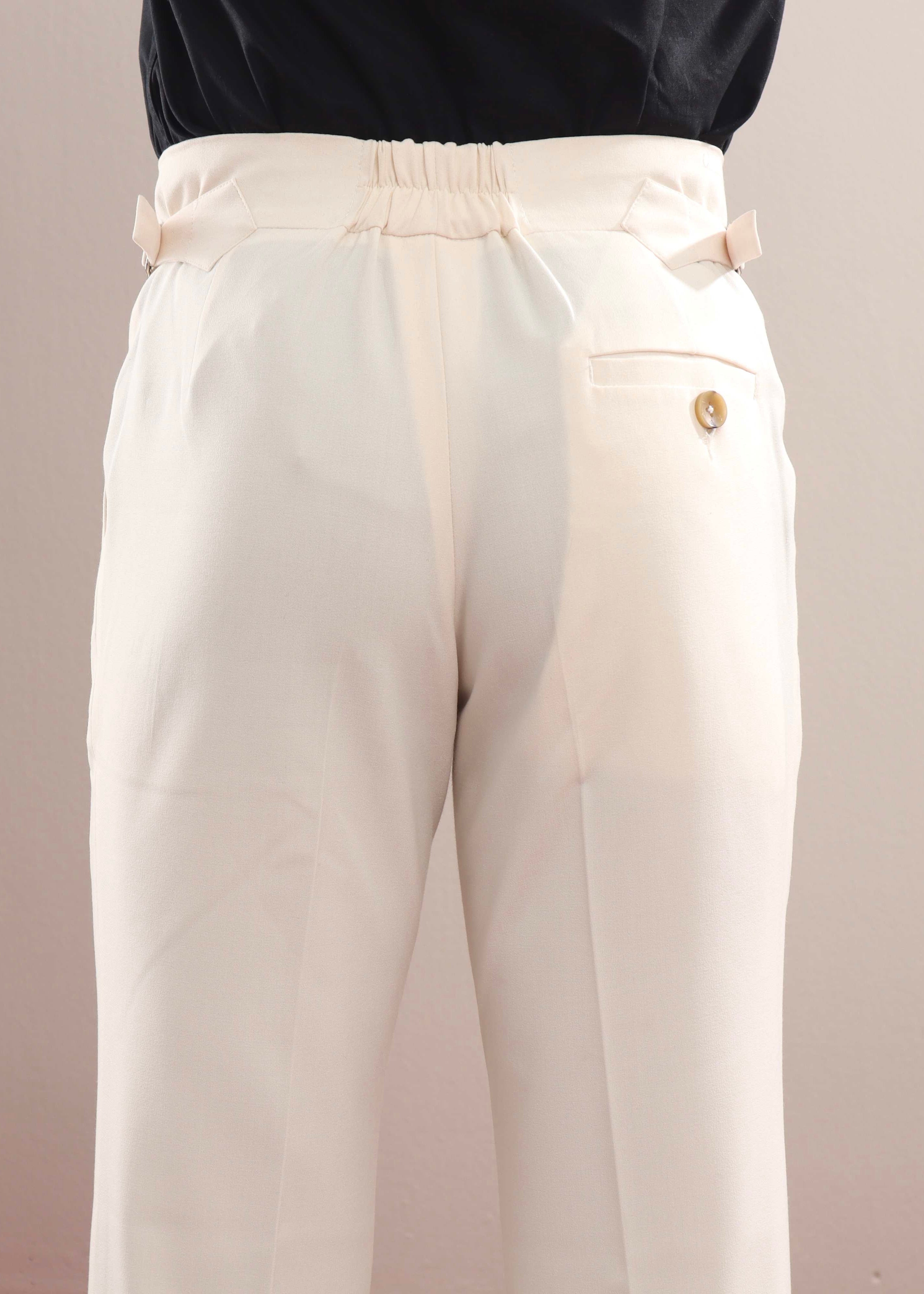 Cream Flared Gurkha Trouser