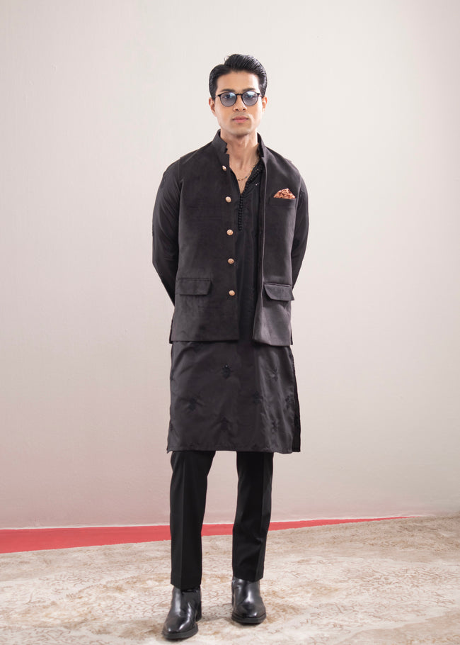 Black Faux Suede Coatie Hover Image