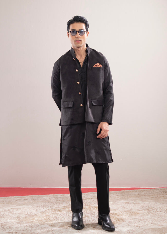 Black Faux Suede Coatie Main Image