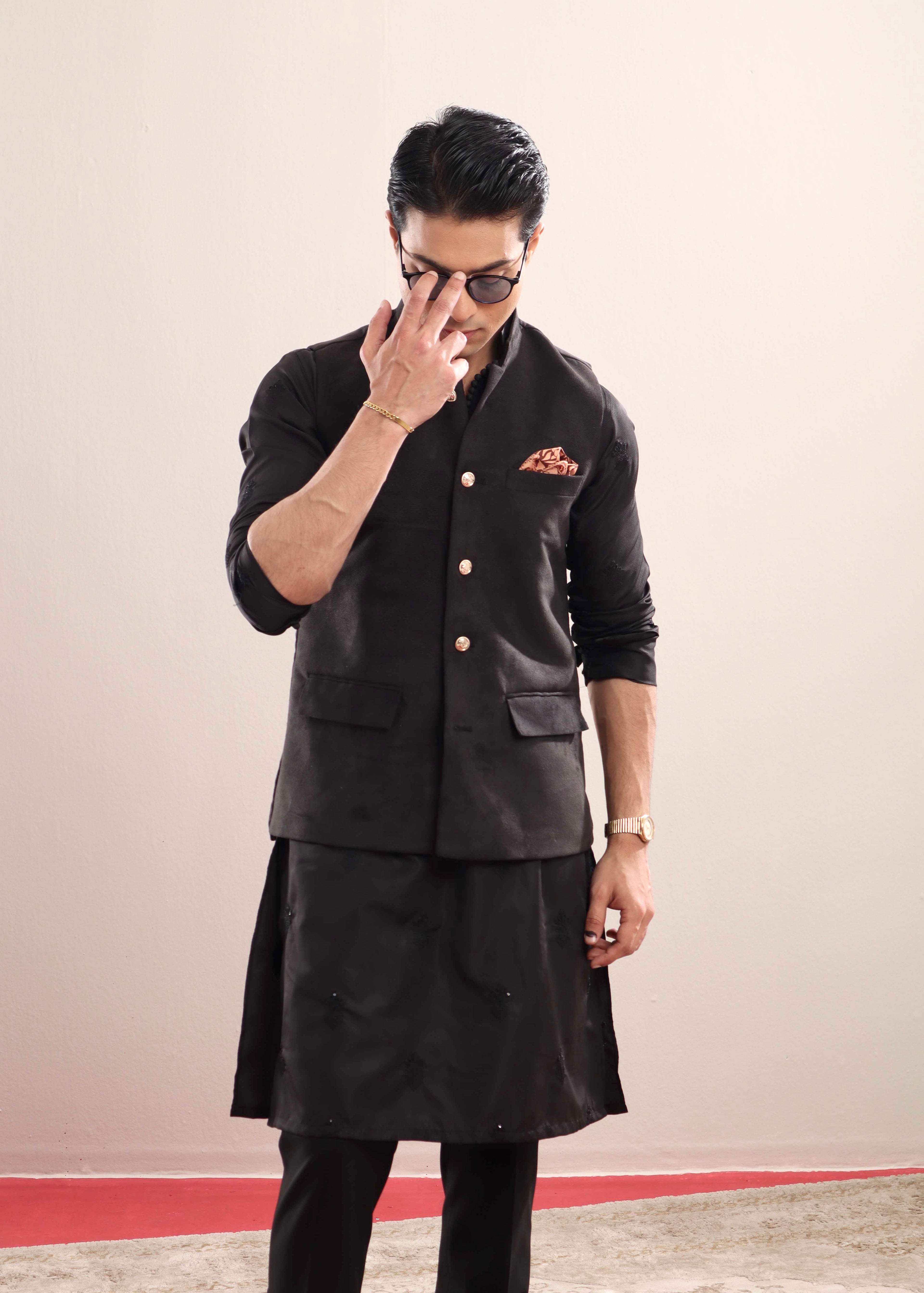 Black Faux Suede Coatie