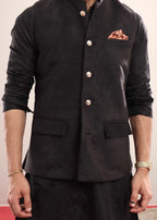 Black Faux Suede Coatie