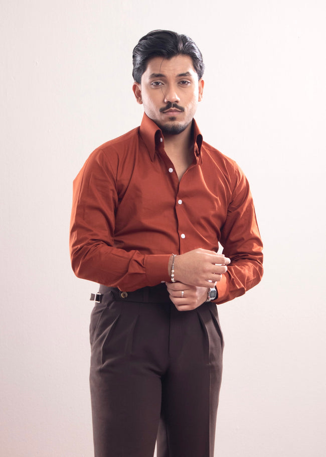 Burnt Orange Executive Shirt (Oxford Cotton) Hover Image