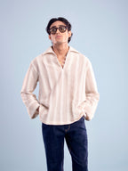 Ivory Stripe Crochet Popover