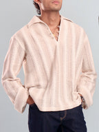 Ivory Stripe Crochet Popover