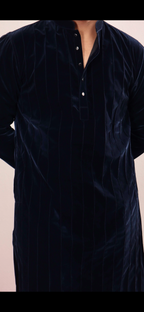 Navy Signature Pin-Tucked Panjabi