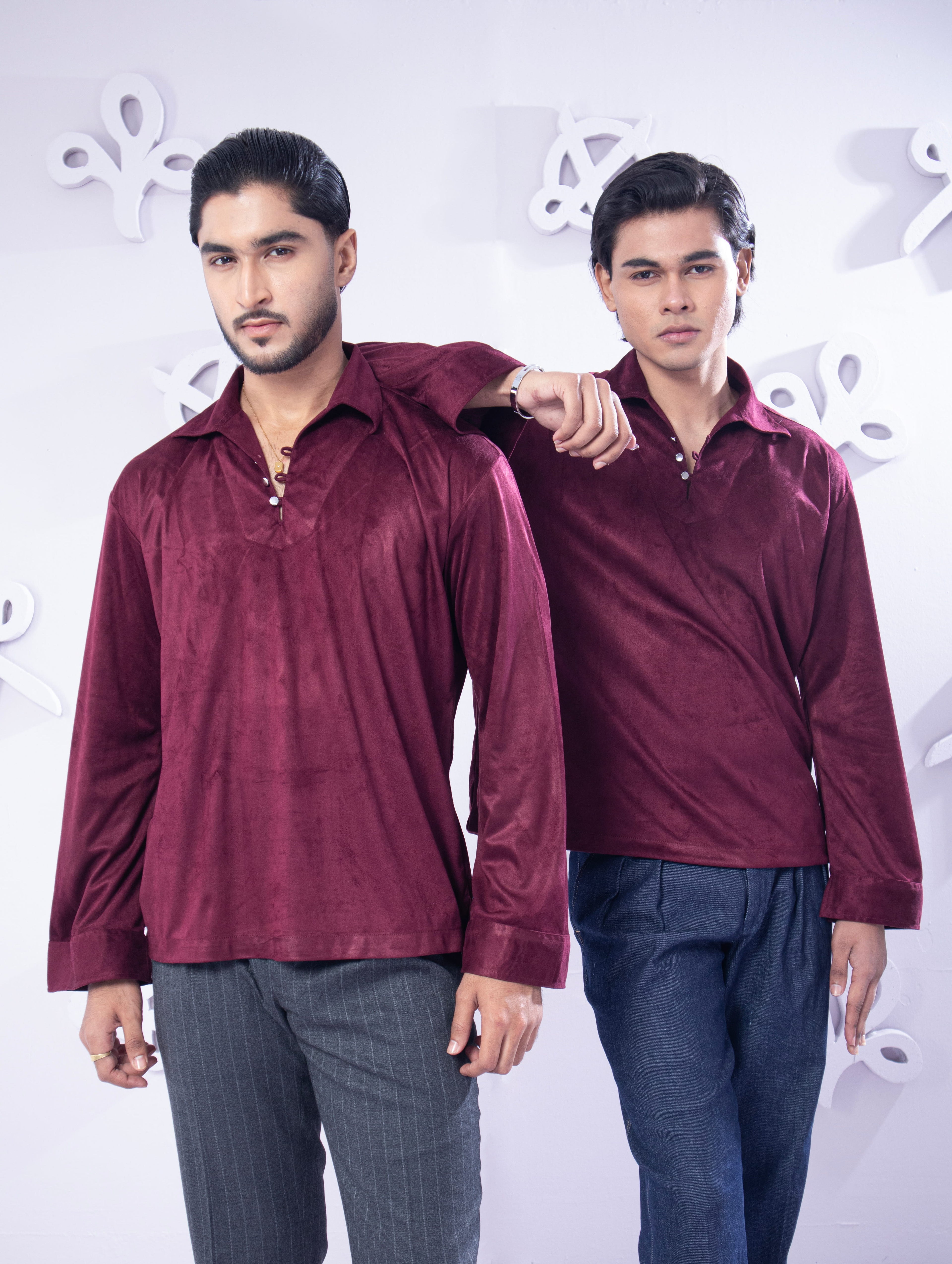 Maroon Faux Suede popover