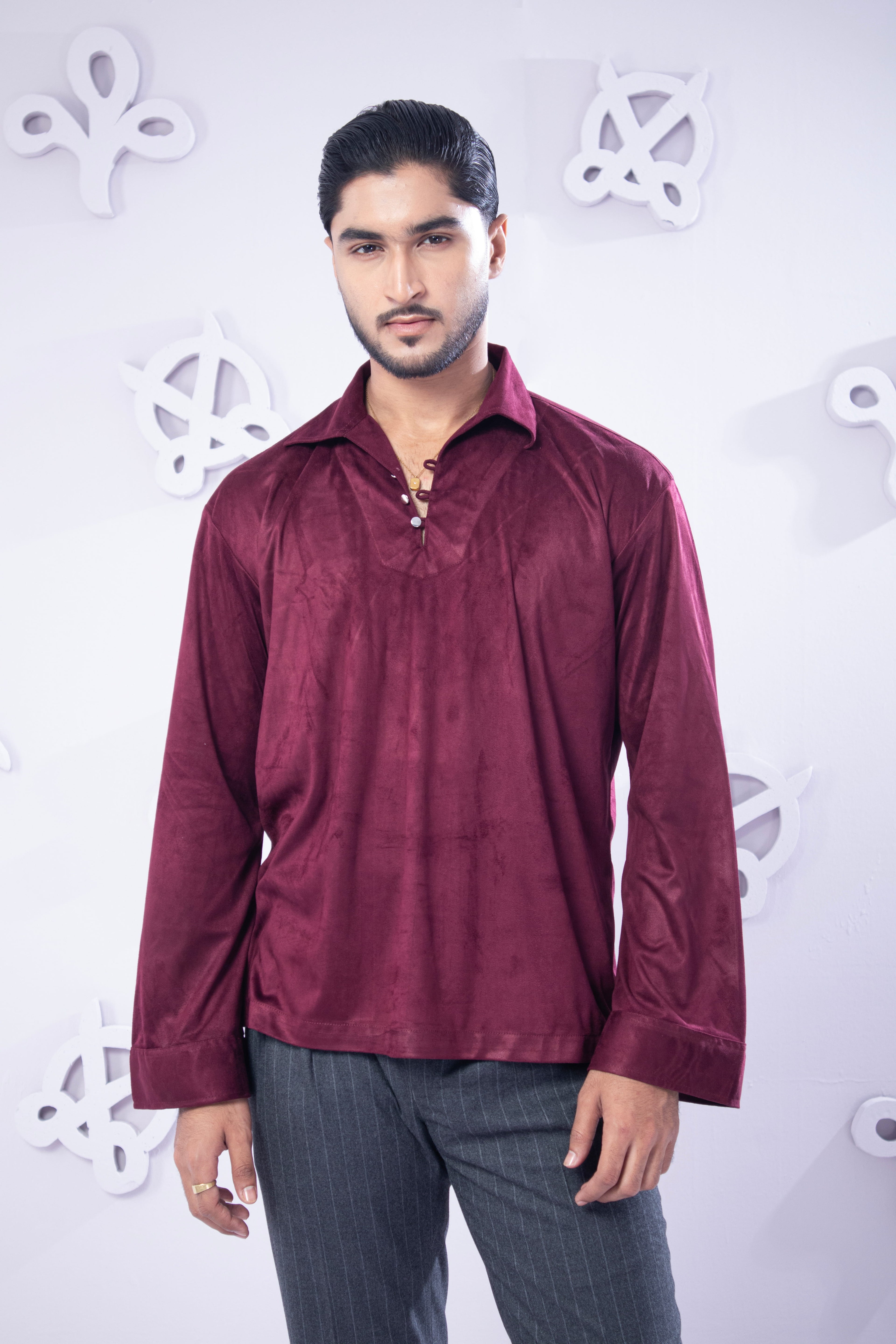 Maroon Faux Suede popover