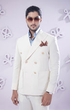 Cream Double Breasted Suit