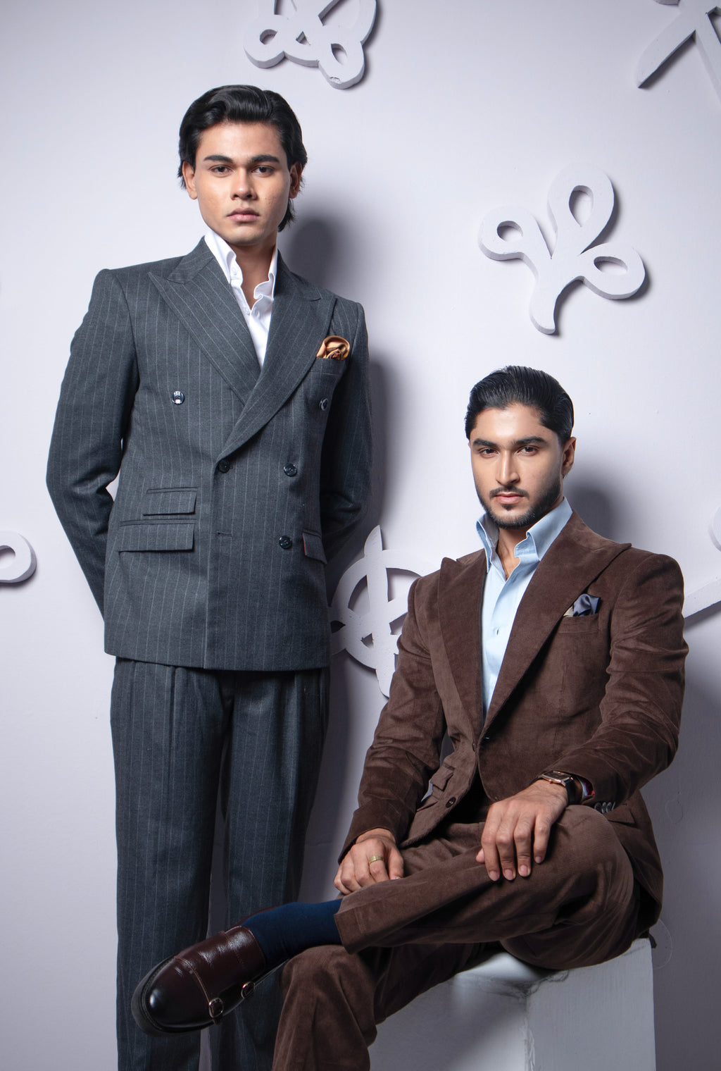 Grey Pinstripe Double Breasted Suit