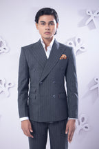 Grey Pinstripe Double Breasted Suit