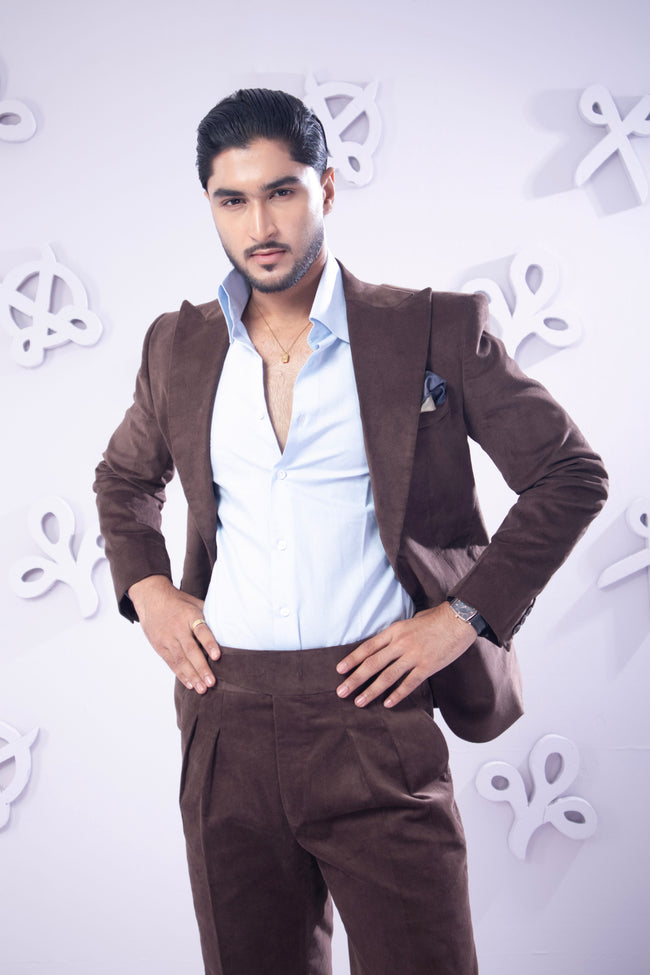 Champagne Corduroy Two-piece Suit Hover Image