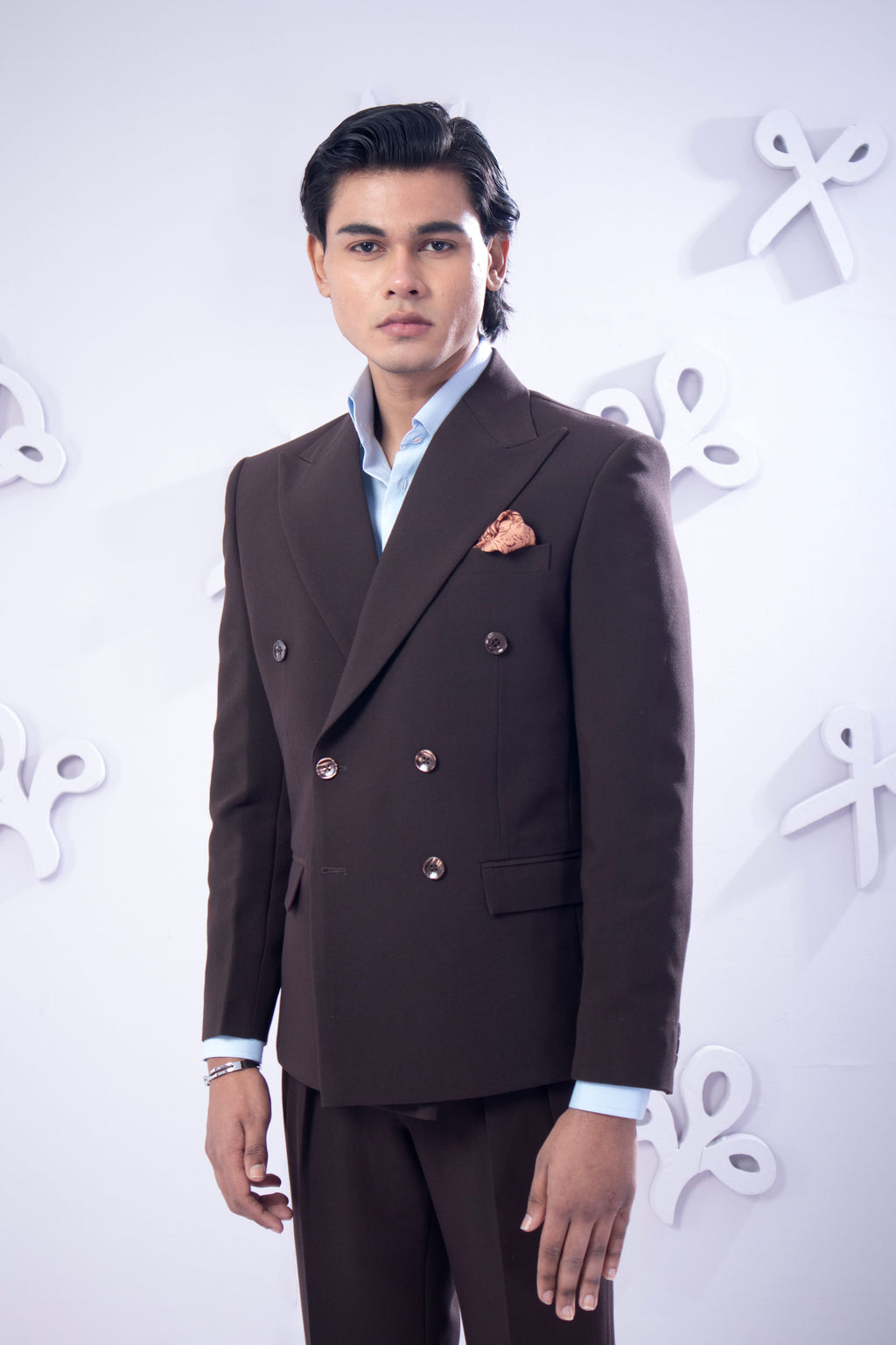 Brown Double-Breasted Suit