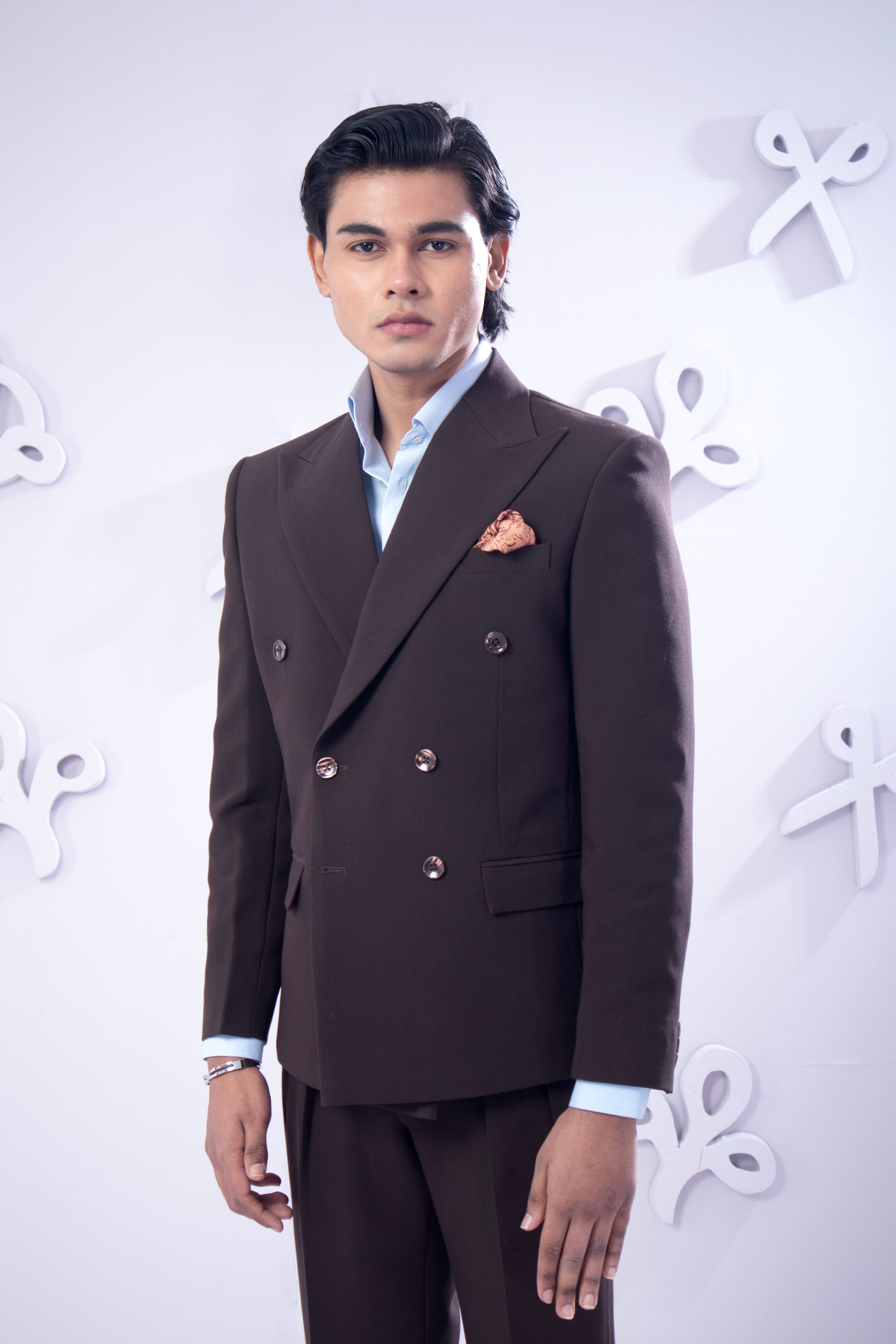 Brown Double-Breasted Suit