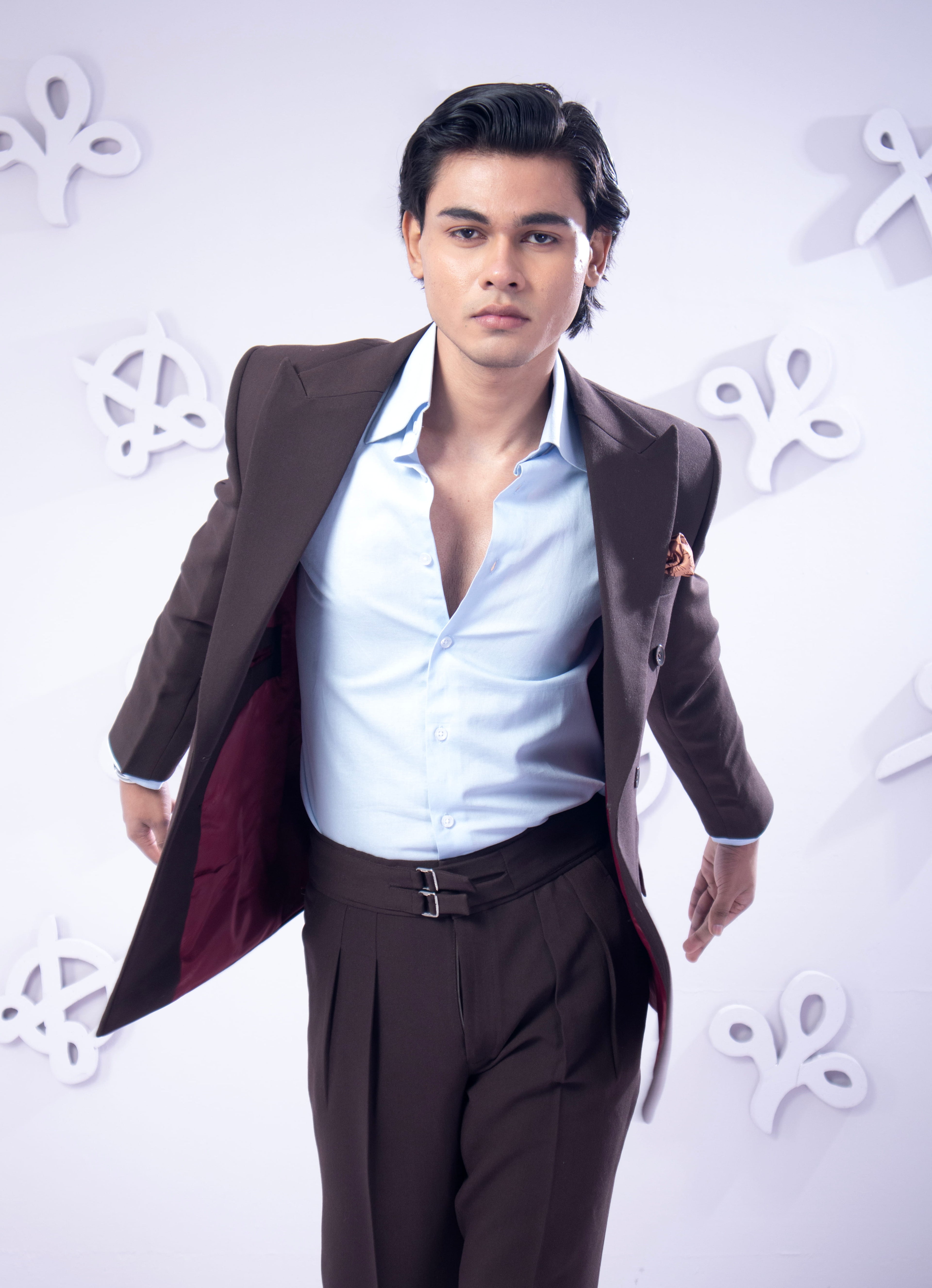 Brown Double-Breasted Suit