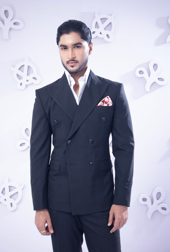 Black Double Breasted Suit Hover Image