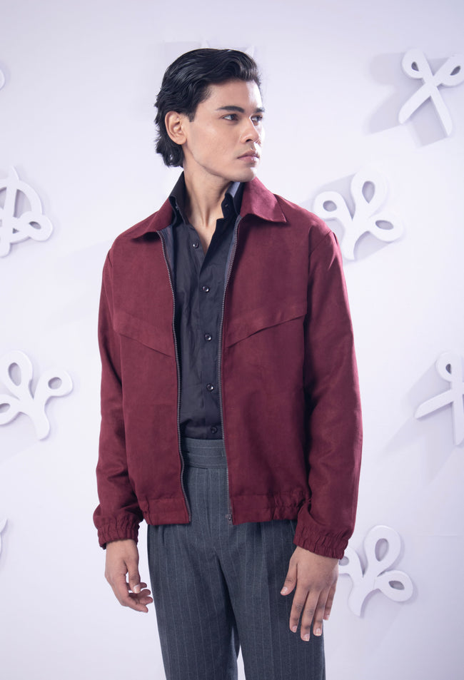 Crimson suede blouson jacket Main Image
