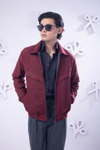 Crimson suede blouson jacket