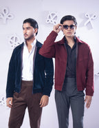 Crimson suede blouson jacket