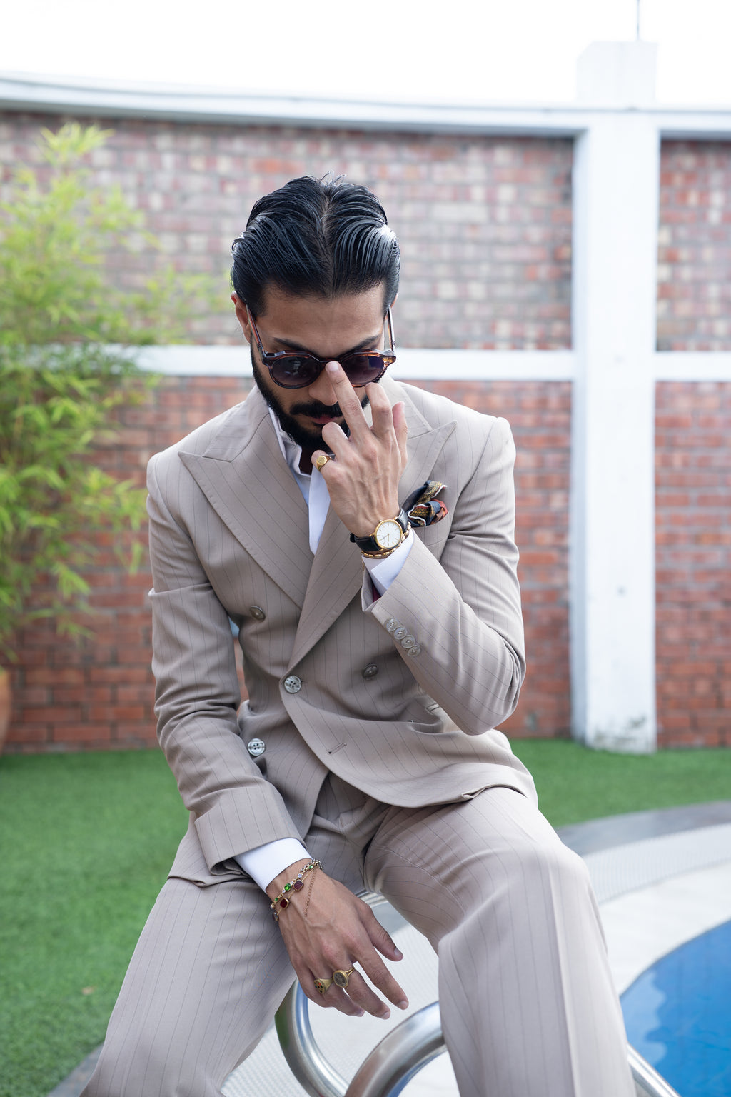 Beige pinstripe Suit