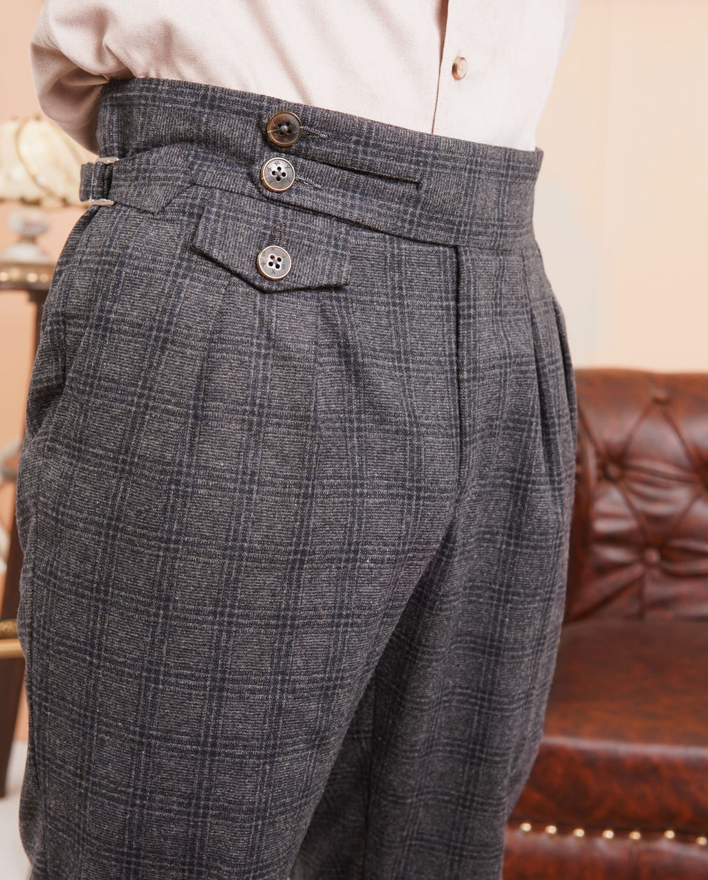 Grey Checkered Gurkha Trousers