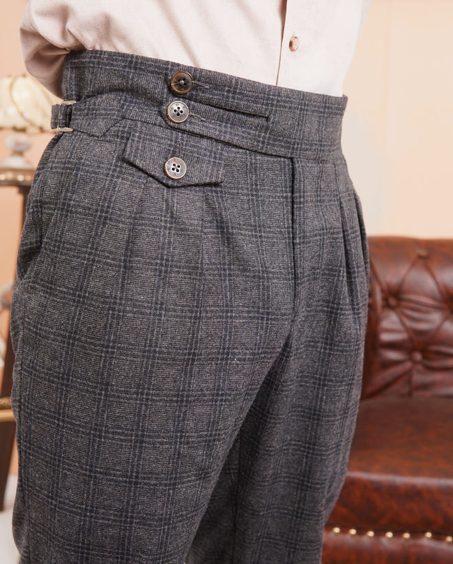 Grey Checkered Gurkha Trousers Main Image
