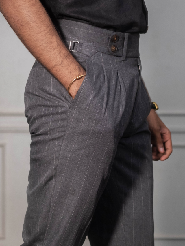 Ash Pinstriped Trousers