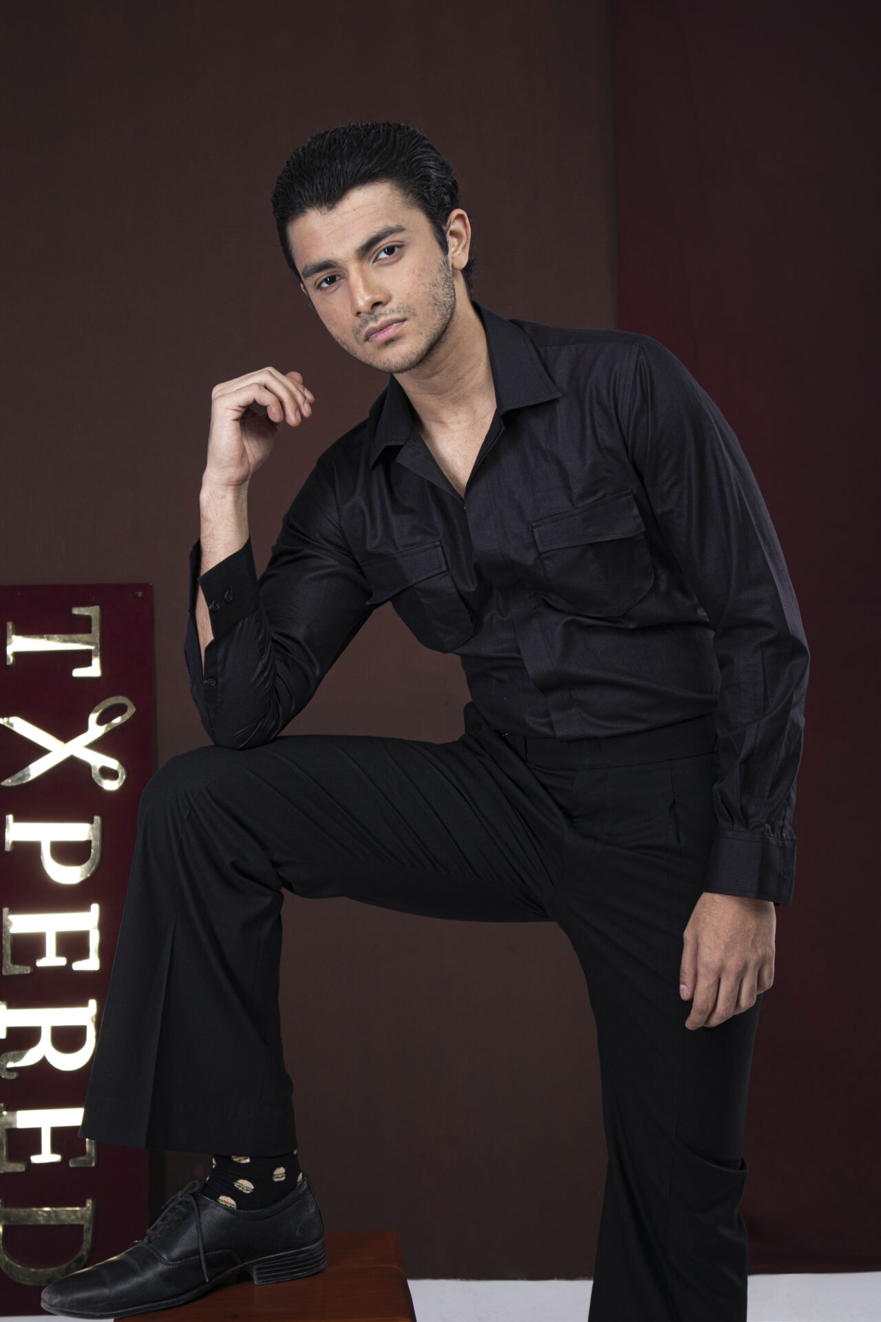 Black Linen Designer Shirt - Image 3