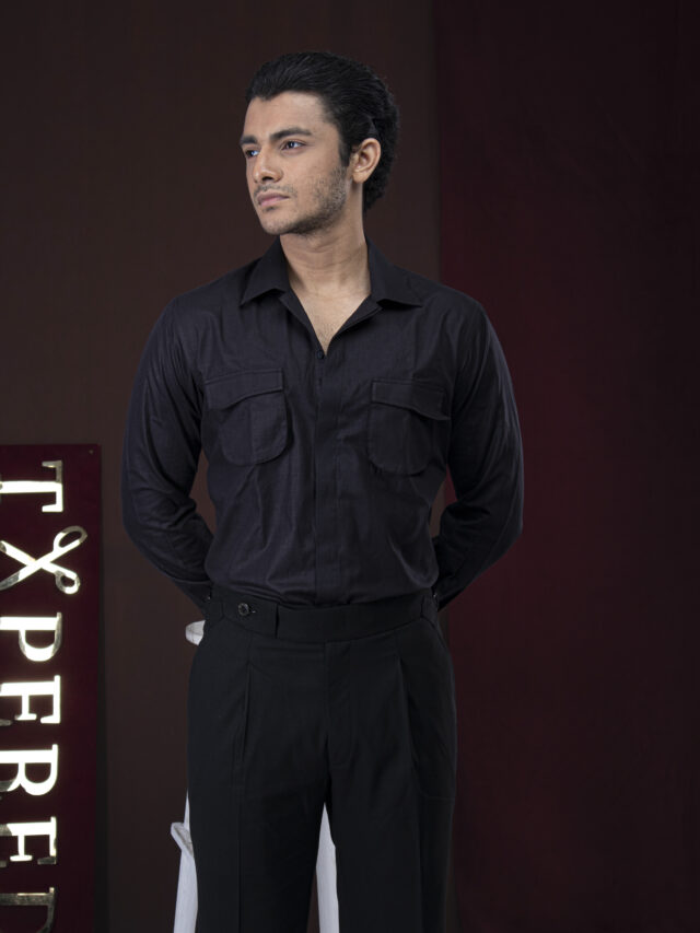 Black Linen Designer Shirt